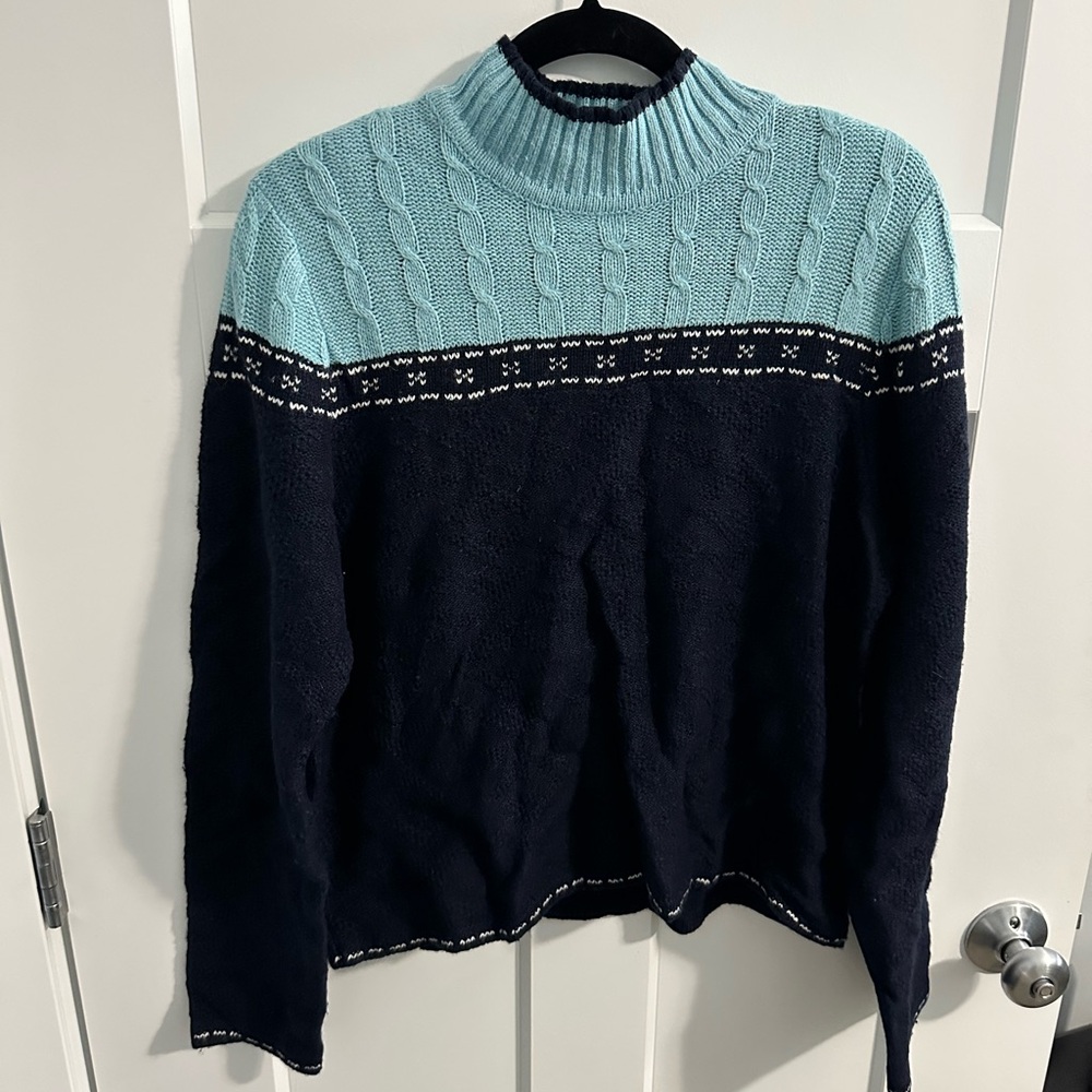 Christopher & Banks Teal and Navy Women's Sweater